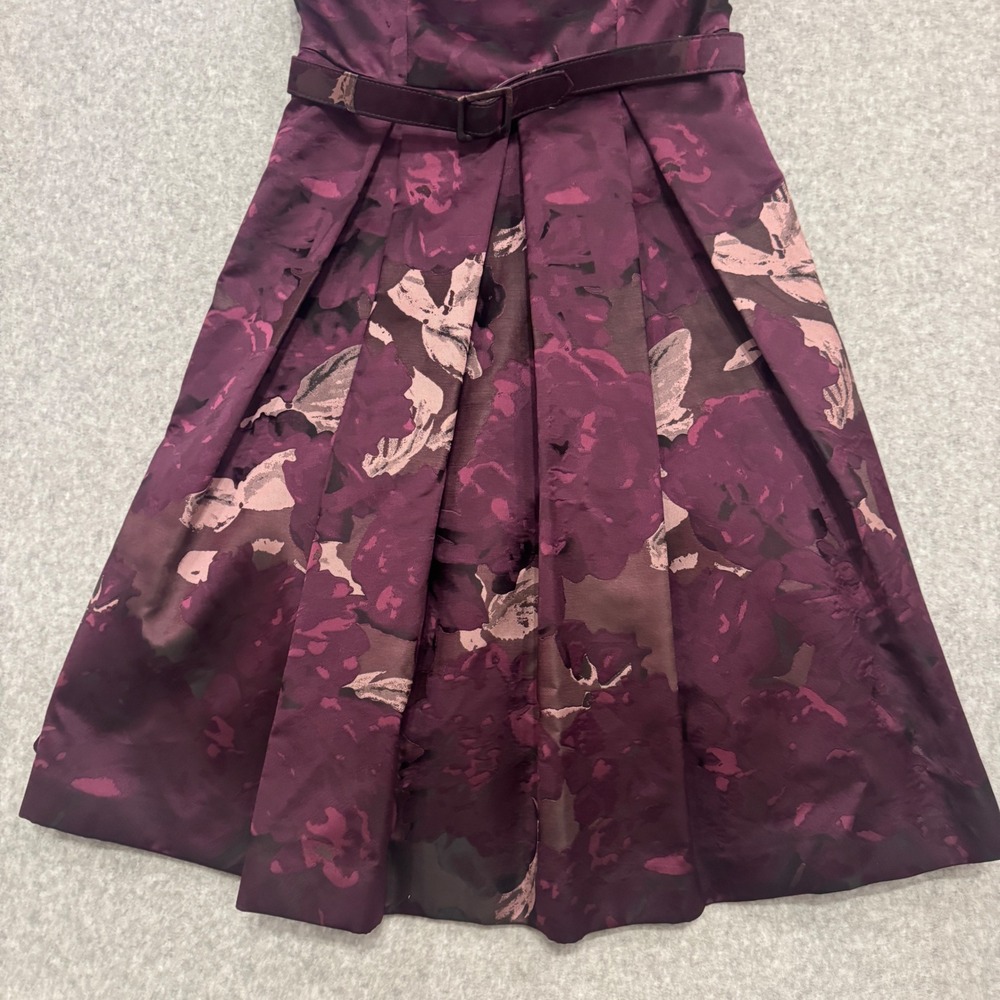 Eliza J Plum Purple Floral Jacquard Beaded Neck Fit and Flare Dress Size 2 - Picture 8 of 14